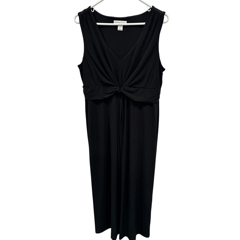Christopher & Banks Womens Black Twist Front V-Neck Sleeveless Midi Dress M